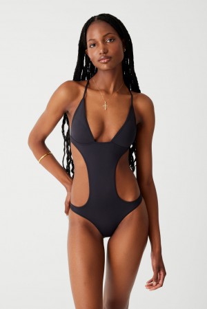 Black Frankies Bikinis Cruise Monokini One Piece Swimsuit | 47803-LGRC