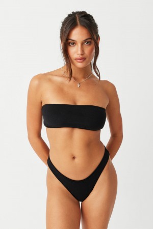 Black Frankies Bikinis Jada Terry Bandeau Bikini Top | 47893-YMIL