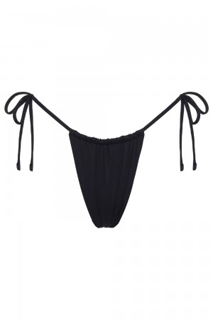 Black Frankies Bikinis Tia String Bikini Bottom | 41036-GPXE