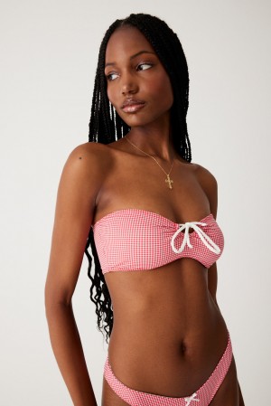 Ladybug Gingham Frankies Bikinis Meredith Bandeau Bikini Top | 17240-ZUWV