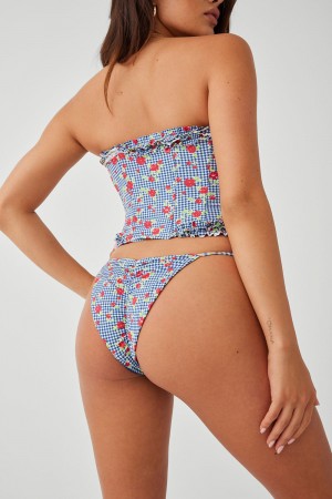 Rose Gingham Frankies Bikinis x GUIZIO Somer Floral Skimpy Bikini Bottom | 48367-TFPO