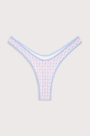 Rose Picnic Frankies Bikinis Full Moon Plaid Micro Bikini Bottom | 45936-TDMU