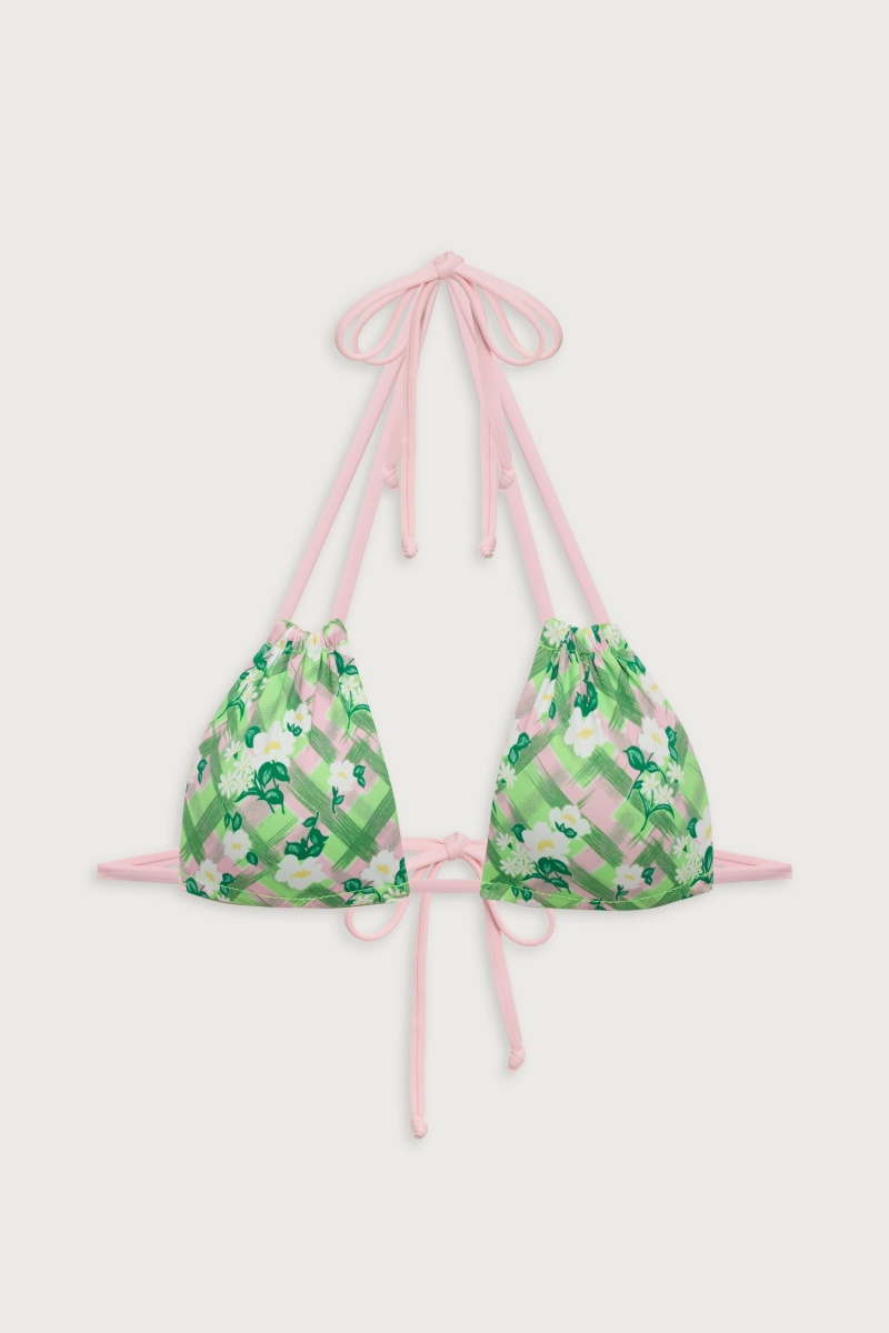 Baby Daisy Frankies Bikinis Florabelle Plaid Triangle Bikini Top | 68071-JMFT