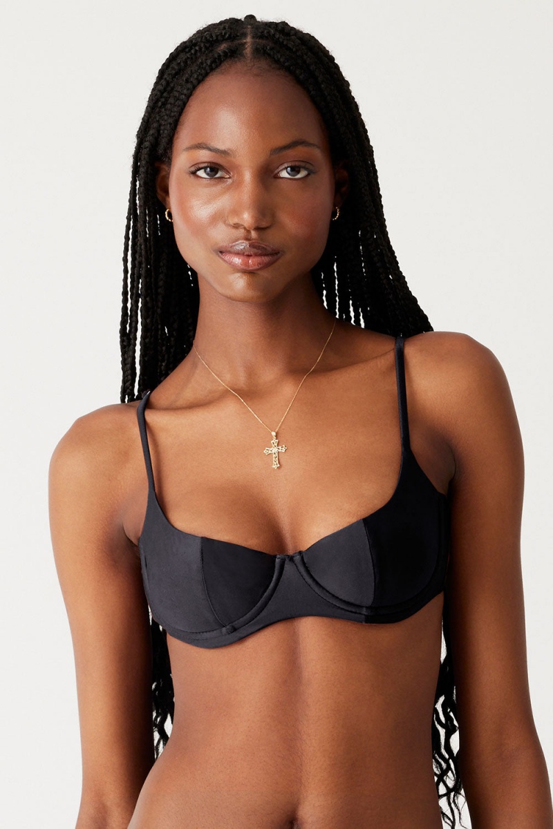 Black Frankies Bikinis Cola Underwire Bikini Top | 03659-TGCU