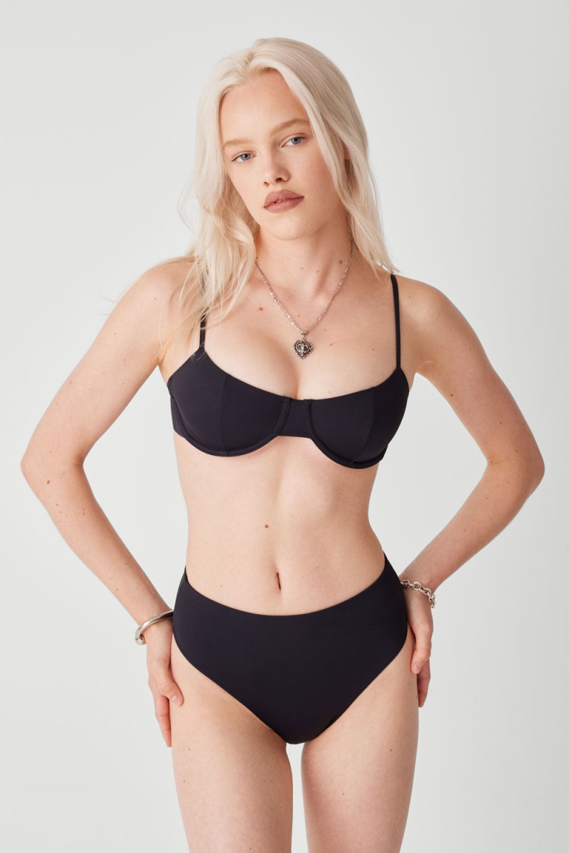 Black Frankies Bikinis Jenna High Waist Bikini Bottom | 34610-XCDM