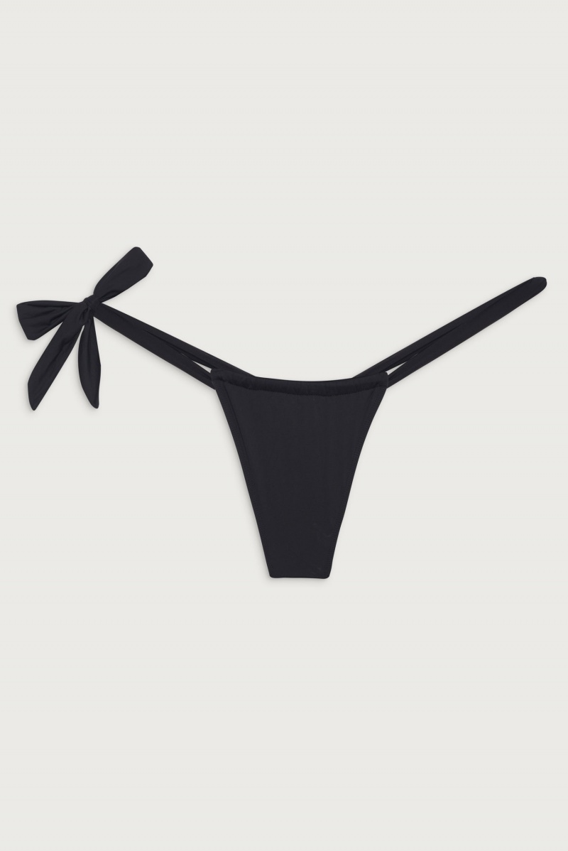 Black Frankies Bikinis Kealy Tie Side Cheeky Bikini Bottom | 73652-VTMX