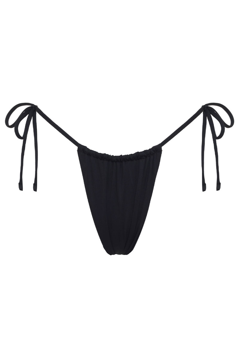 Black Frankies Bikinis Tia String Bikini Bottom | 76239-FYSR