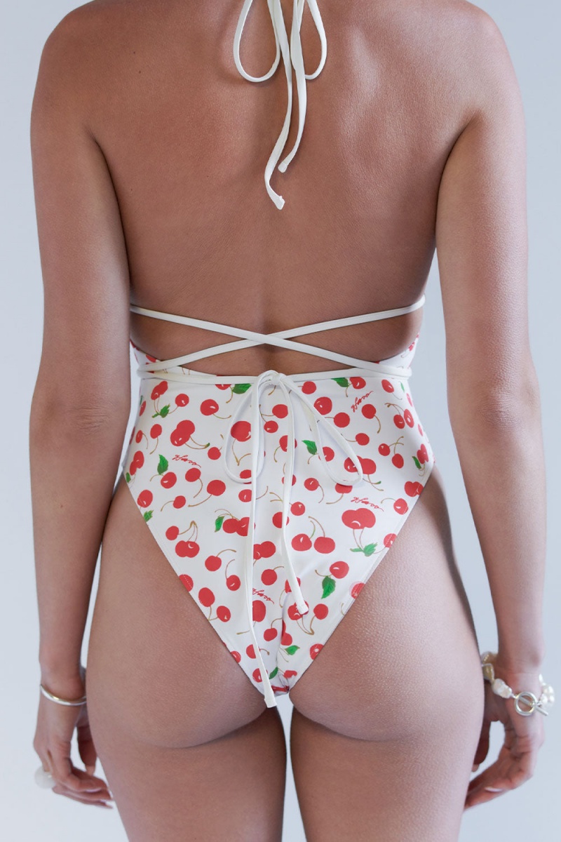 Cherry Bomb Frankies Bikinis x SYDNEY SWEENEY Gemma Wrap One Piece Swimsuit | 46107-BDWR