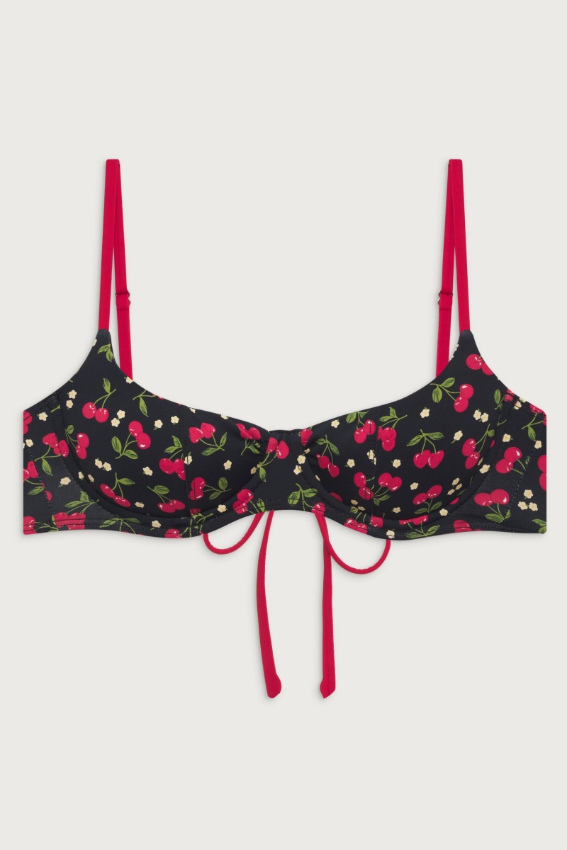 Cherry Hearts Frankies Bikinis Cola Underwire Balconette Bikini Top | 79540-COQN