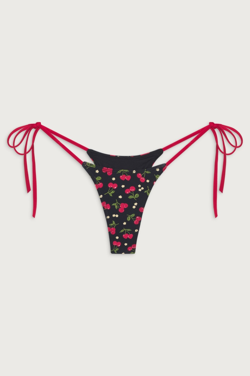 Cherry Hearts Frankies Bikinis Divine Tie Side Skimpy Bikini Bottom | 51367-CUKA