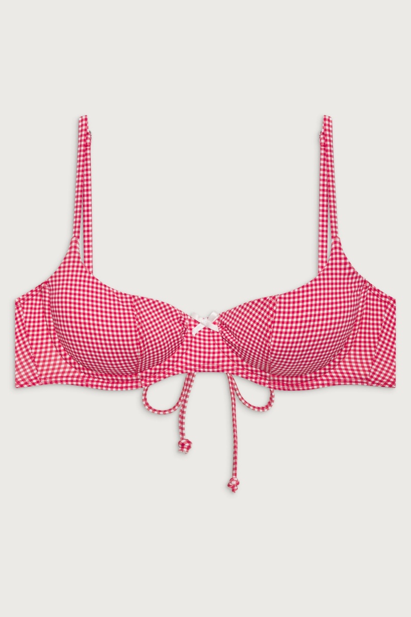 Ladybug Gingham Frankies Bikinis Cola Underwire Balconette Bikini Top | 39605-CYWB