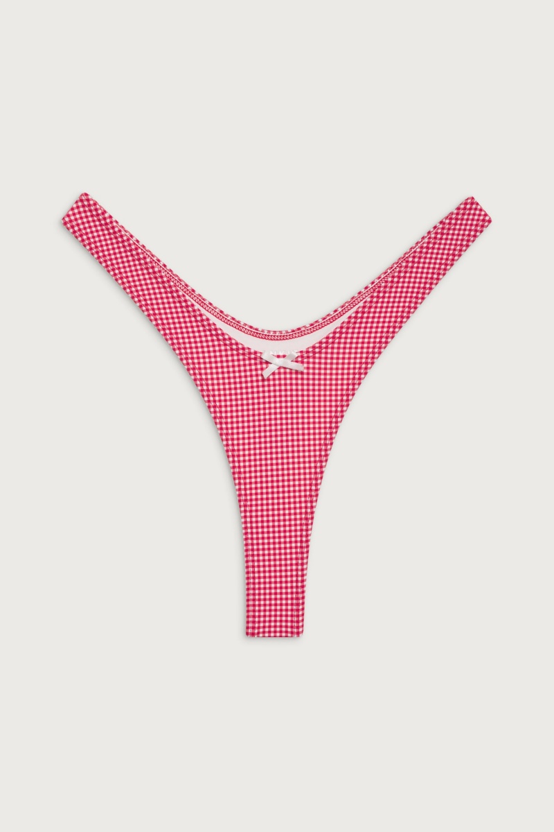 Ladybug Gingham Frankies Bikinis Full Moon Micro Bikini Bottom | 57189-GNTZ