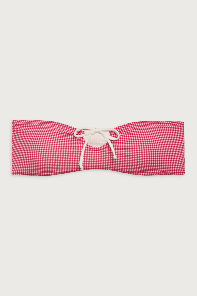 Ladybug Gingham Frankies Bikinis Meredith Bandeau Bikini Top | 17240-ZUWV