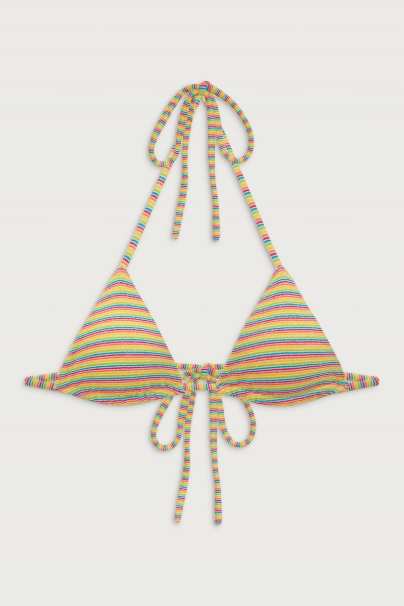 Lovers Stripe Frankies Bikinis Nick Terry Triangle Bikini Top | 72596-YBGF