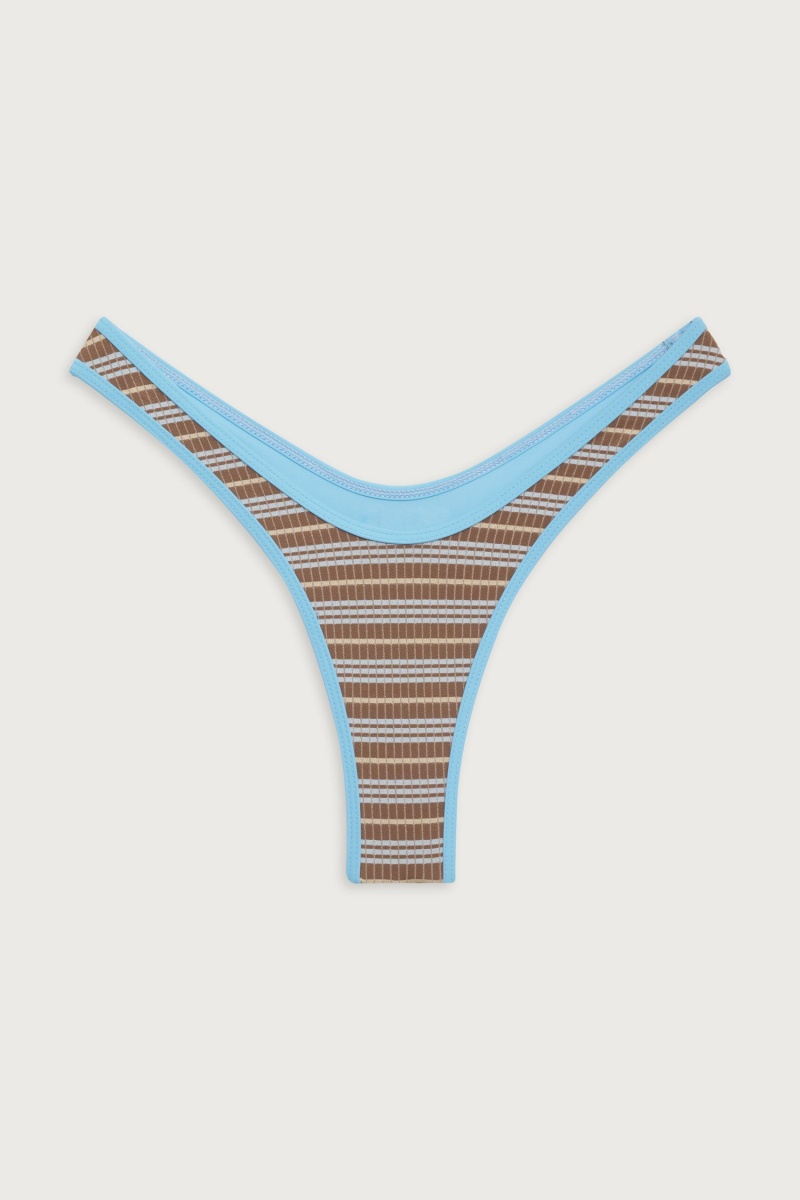 Ocean Stone Frankies Bikinis Full Moon Striped Micro Bikini Bottom | 25064-TWGQ