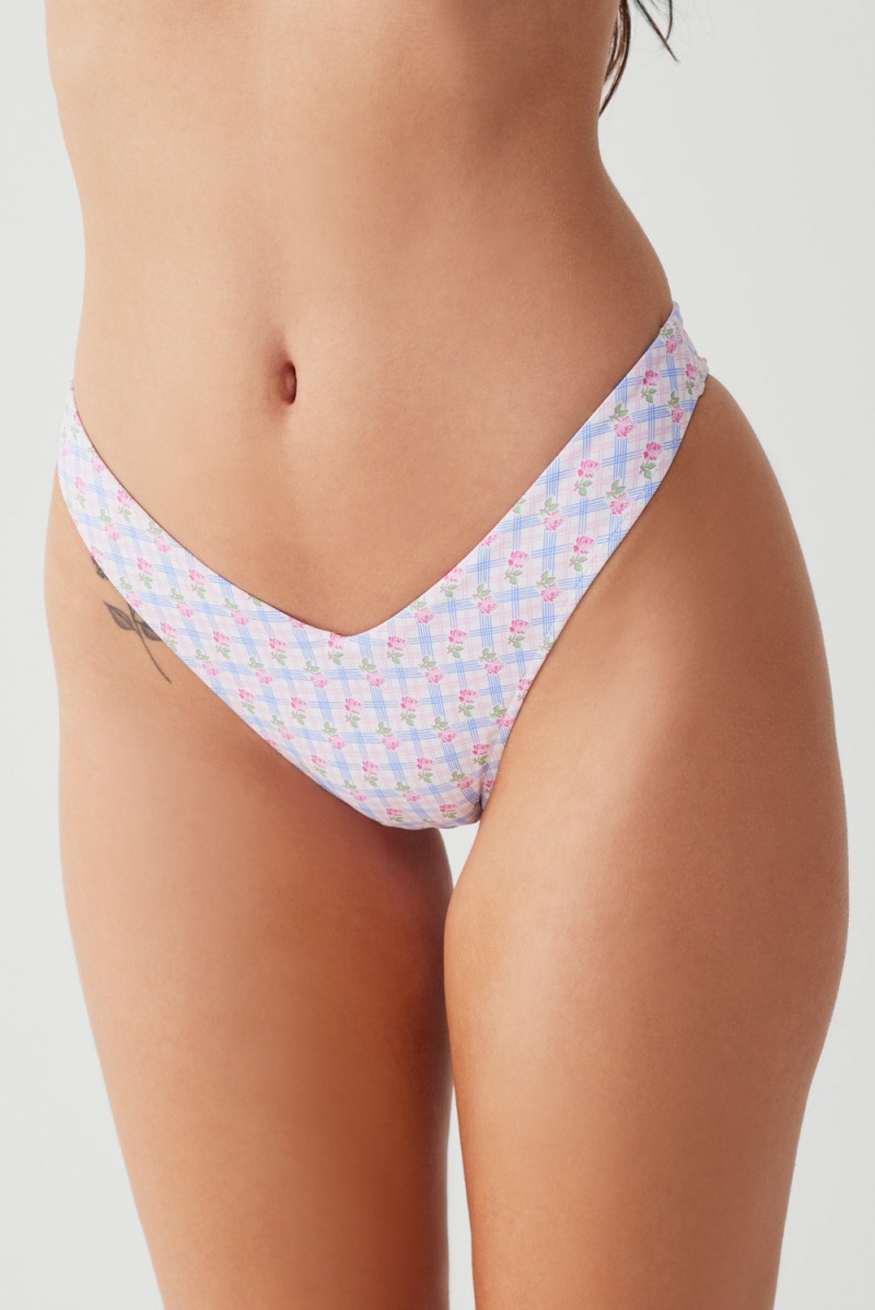 Rose Picnic Frankies Bikinis Enzo Plaid Cheeky Bikini Bottom | 34285-VXDI