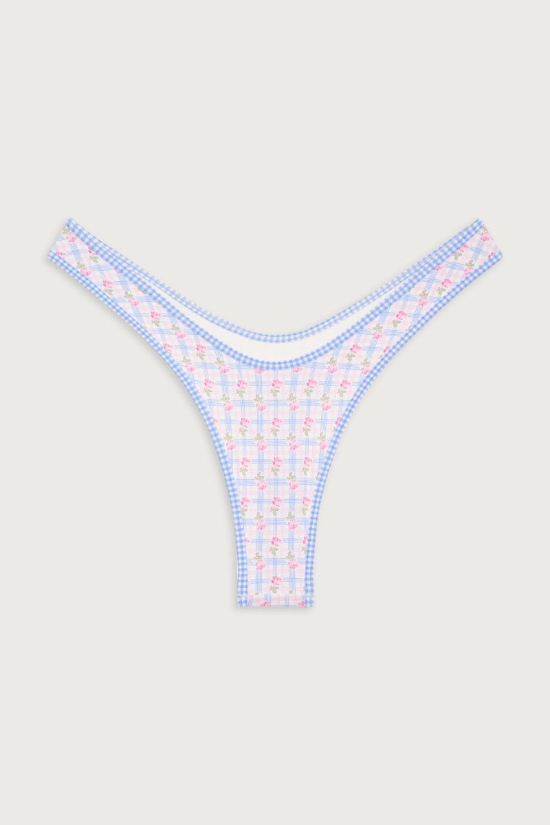 Rose Picnic Frankies Bikinis Full Moon Plaid Micro Bikini Bottom | 60348-GXKV