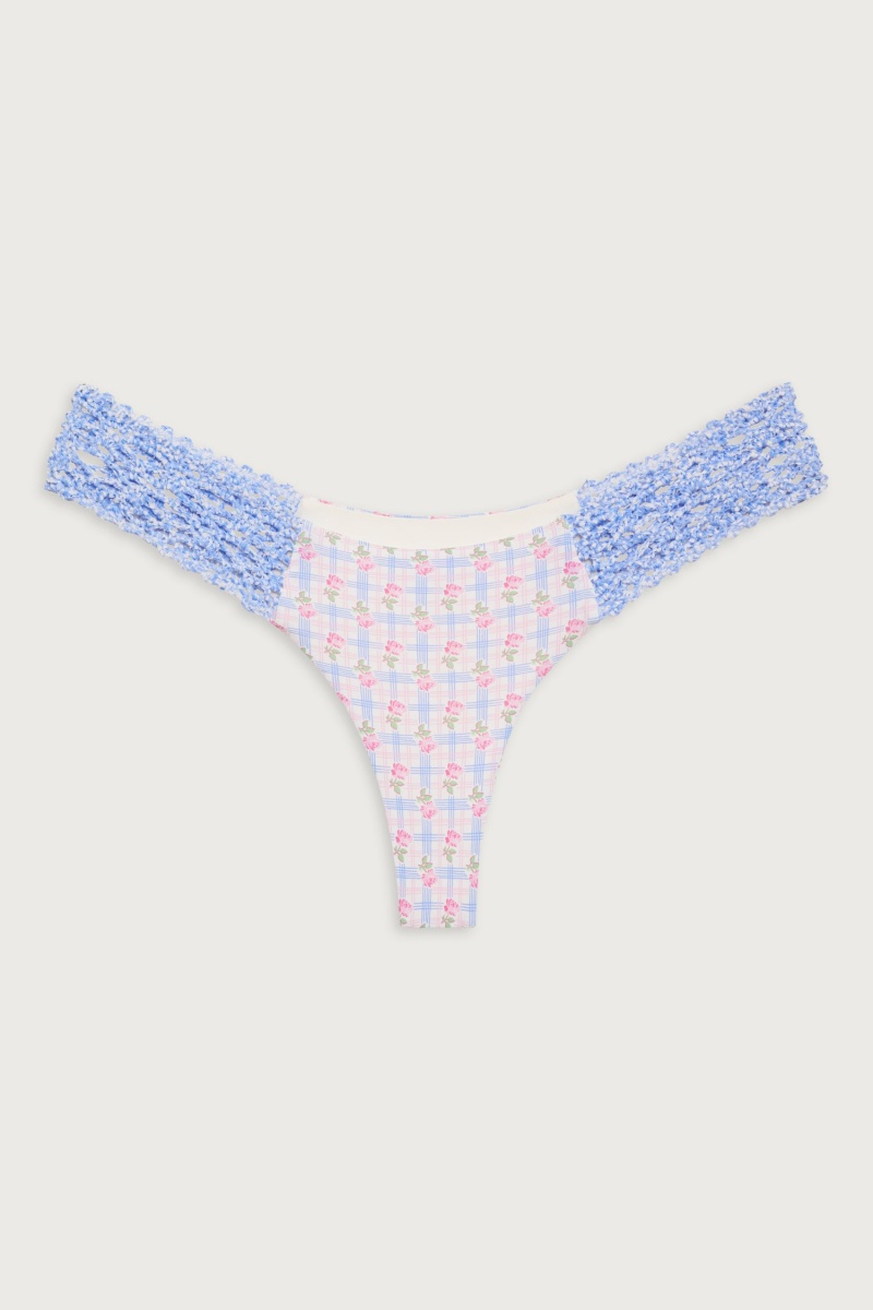 Rose Picnic Frankies Bikinis Tanner Plaid Cheeky Bikini Bottom | 48503-PNDM