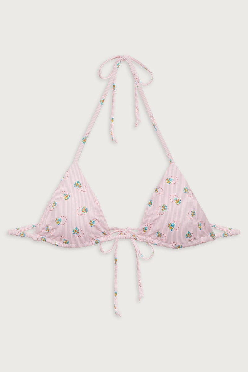 Sweetheart Stripe Frankies Bikinis Nick Reversible Triangle Bikini Top | 53491-WCOS